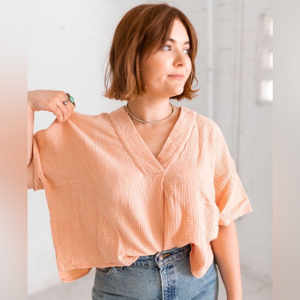 Gauze Cropped Cocoon Tee by Suunday, size L